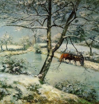 ブルック川の流れ Painting - モンフーコーの冬 1875年 カミーユ・ピサロ 風景の流れ